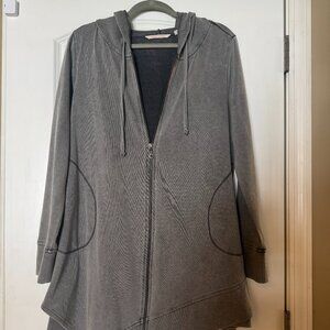 Soft Surroundings Gray Garment Washed Sweatshirt with Hood